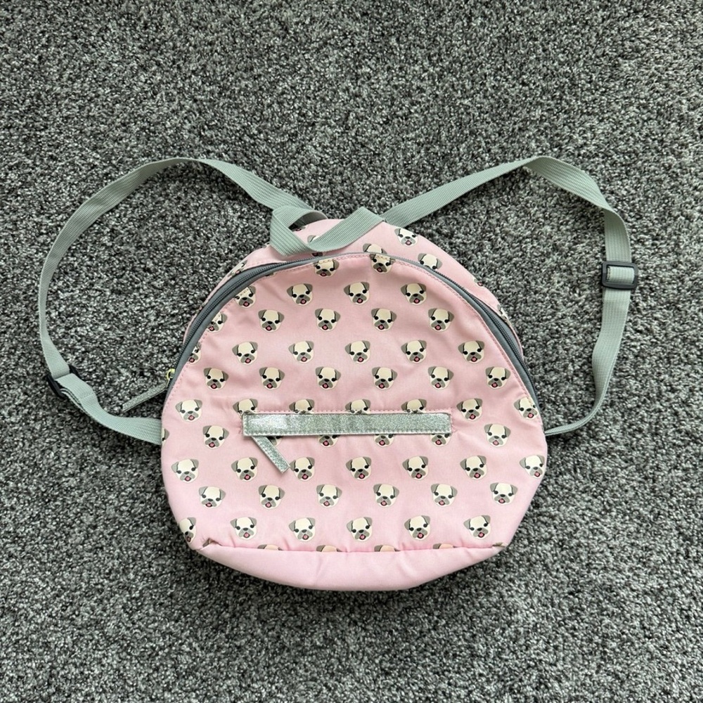 Pink Pug Print Backpack